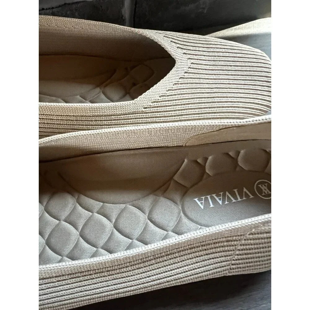 Vivaia Square-Toe V-Cut Flats Margot 2.0 Golden Almond Size 39.5 8.5 US - Picture 13 of 14